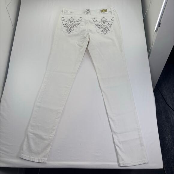 Women's Grace In L.A. White Embellished Pockets Jeweled Jeans Size 9/28 rn128119 - Picture 5 of 9